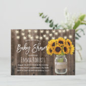 Zonnebloem Mason Jar Rustic Baby shower Kaart (Staand voorkant)