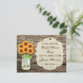 Zonnebloem Mason Jar Vrijgezellenfeest Recept Kaar Uitnodiging Briefkaart (Staand voorkant)