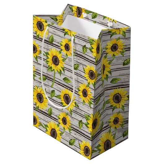 Zonnebloem Medium Cadeauzakje (Achterkant Gekanteld)