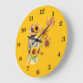 Zonnebloem Meisje Wall Clock Grote Klok (Hoek)