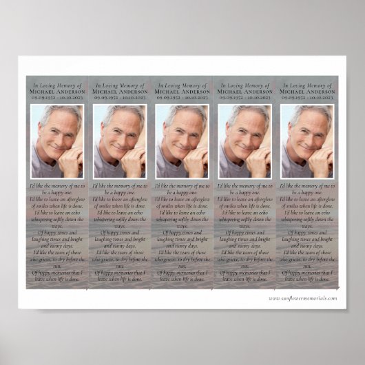 Zonnebloem Memorial Bladwijzer Poster (Voorkant)