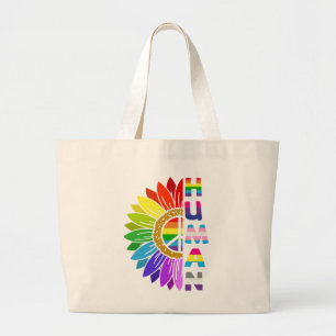 Zonnebloem Menselijke regenboogkleur   LGBTQ   Pri Grote Tote Bag