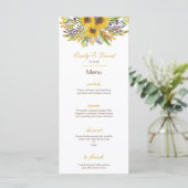 Zonnebloem Menu, Trouw Menu, Baby Shower Menu (Staand voorkant)
