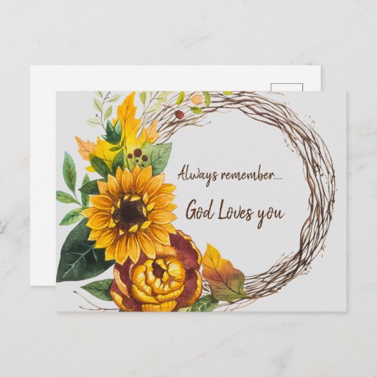 Zonnebloem met Altijd Onthoud dat God van je houdt Briefkaart (Voorkant / Achterkant)