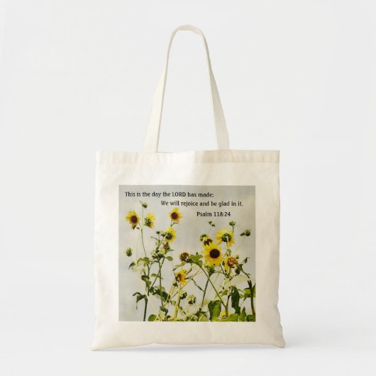 Zonnebloem met Bijbelvers Canvas tas (Voorkant)