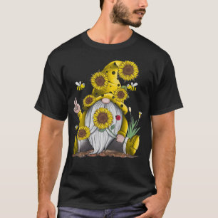 Zonnebloem met bijen Funny Hippie Gnome T-shirt