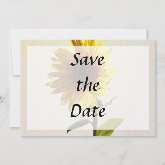 Zonnebloem met de zon sparen de Datum Save The Date (Achterkant)