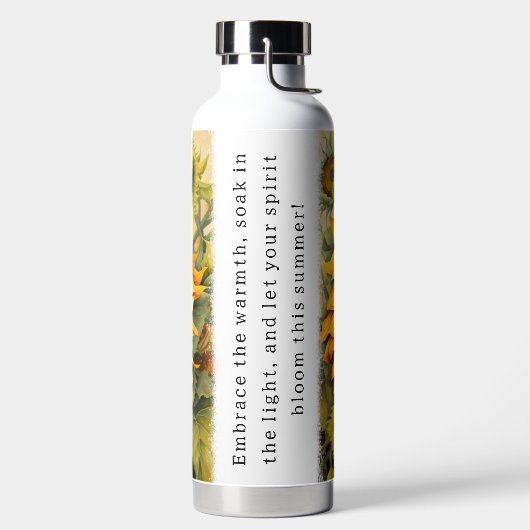 Zonnebloem met een inspirerend Summer quote Waterfles (Links)