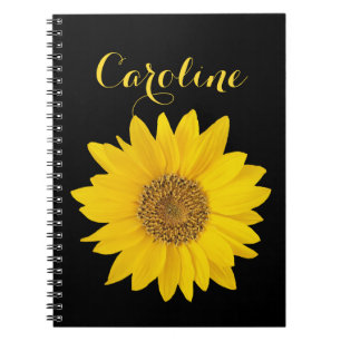 Zonnebloem met eigen laptop notitieboek