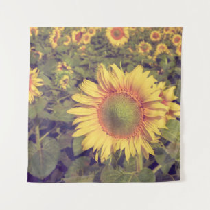 Zonnebloem met filter-effect retro- styleag wandkleed