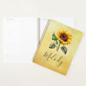 Zonnebloem met Monogram scriptnaam waterverf Planner (Display)