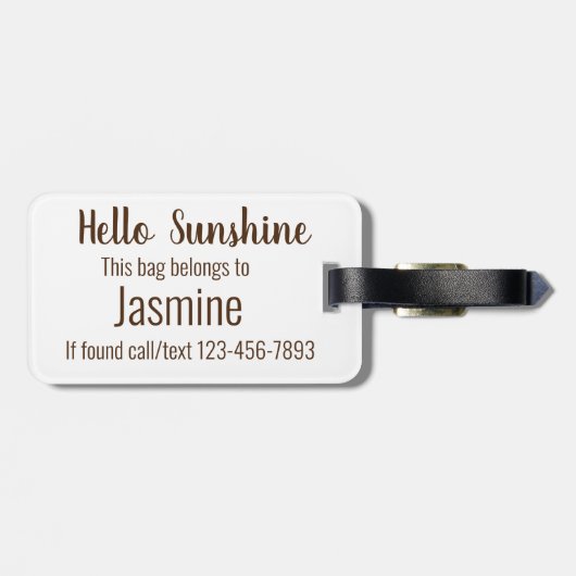 Zonnebloem met naam en Gezegde Bagagelabel (Achterkant horizontaal)