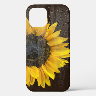 Zonnebloem met regendruppels op raam iPhone 12 hoesje