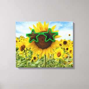 Zonnebloem met Star Sunbril Canvas Afdruk