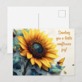 Zonnebloem met vlinders met  tekst briefkaart (Voorkant / Achterkant)