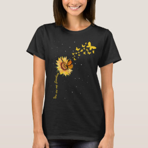 Zonnebloem met  zonnebloem, met vlinderbloemvork t-shirt