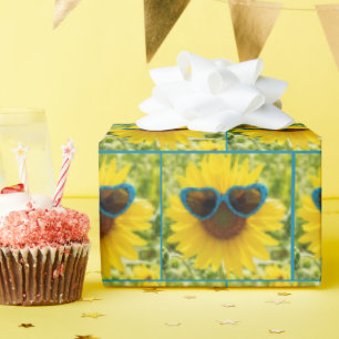 Zonnebloem met zonnebril cadeaupapier