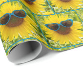 Zonnebloem met zonnebril cadeaupapier (Rol Hoek)