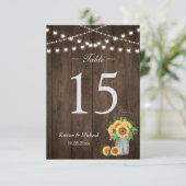 Zonnebloem Metser Pot String Lichtjes Tafel Nummer Kaart (Staand voorkant)