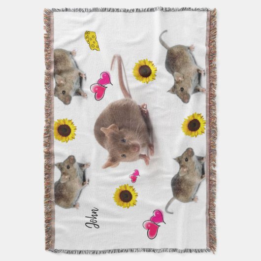 Zonnebloem Mice Throw Blanket Deken (Voorkant Verticaal)