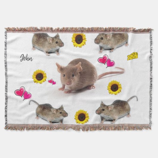 Zonnebloem Mice Throw Blanket Deken (Voorkant)