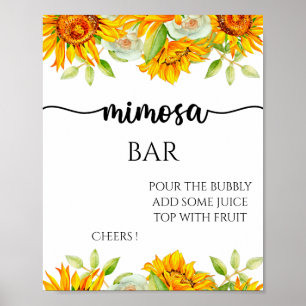 Zonnebloem mimosa bar bruiloft feest bord poster