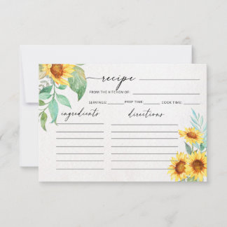 Zonnebloem minimalistische receptkaart