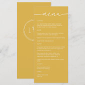 Zonnebloem · Modern minimalistisch script bruiloft Menu (Voorkant / Achterkant)