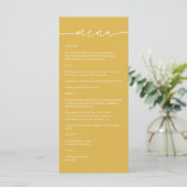 Zonnebloem · Modern minimalistisch script bruiloft Menu (Staand voorkant)