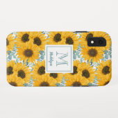 Zonnebloem Monogram Bloemen Hoesje-Mate iPhone Cas Case-Mate iPhone Case (Achterkant (horizontaal))