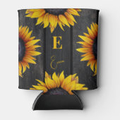 Zonnebloem monogram en naam gepersonaliseerd blikjeskoeler (Voorkant)