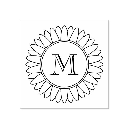 Zonnebloem Monogram Initiaal Rubberstempel (Afrduk)