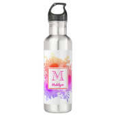 Zonnebloem Monogram Naam Gepersonaliseerd Waterfles (Voorkant)