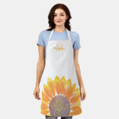 Zonnebloem Monogram Schort (Gedragen)