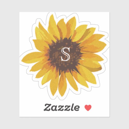 Zonnebloem Monogram Waterverf Sticker (Vel)