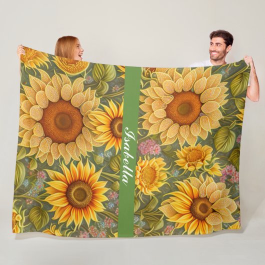 Zonnebloem mooi modern Collectie Fleece Deken (In situ)
