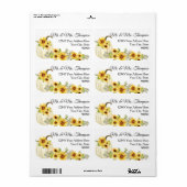 Zonnebloem Mosterd Floral Waterverf Witte pompoen Etiket (Full Sheet)