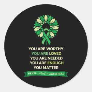 Zonnebloem motivatie geestelijke gezondheid bewust ronde sticker