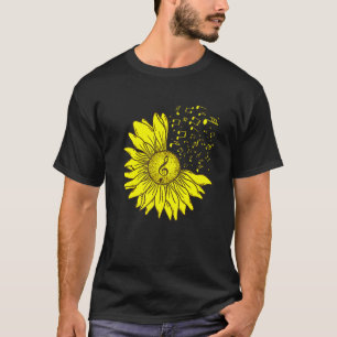 Zonnebloem Musical Instrument Muzieknoten Flower M T-shirt