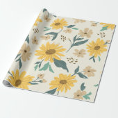 Zonnebloem naadloos patroon. Gele daisy on off Cadeaupapier (Uitgerold)