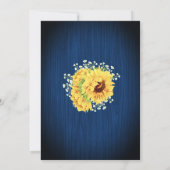 Zonnebloem Navy Blue Babys Breath Wedding Kaart (Achterkant)