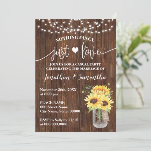 Zonnebloem Niets ingewikkelds Alleen liefde Trouwk Save The Date (Staand voorkant)