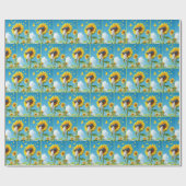 Zonnebloem niezen in een weefsel cadeaupapier (Vlak)