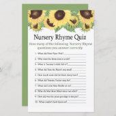 Zonnebloem Nursery Rhyme Quiz baby shower game (Voorkant / Achterkant)