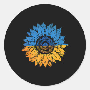 Zonnebloem Oekraïne Oekraïense vlag met Oekraïne Ronde Sticker