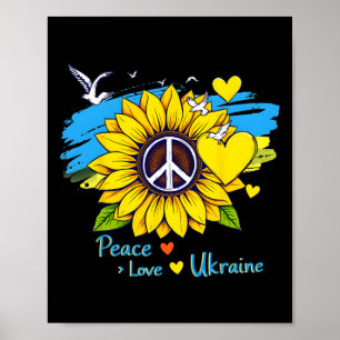 Zonnebloem Oekraïne Vlag Kaart Vrede Liefde Oekraï Poster