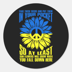 Zonnebloem Oekraïne Vrede Ronde Sticker