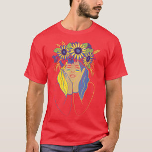Zonnebloem Oekraïne Vrouw Oekraïense vlag ProUk T-shirt