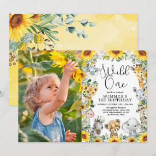 Zonnebloem Oerwoud Dieren Wilde Foto van één dag Kaart