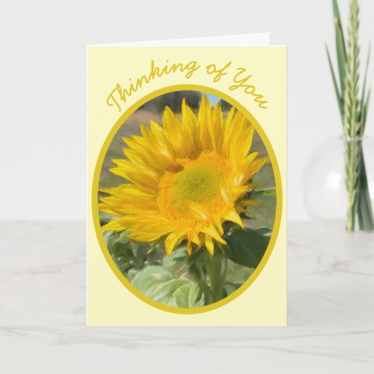 Zonnebloem Olieverf Textuur Denk Aan Jou Aangepast Kaart (Voorkant)